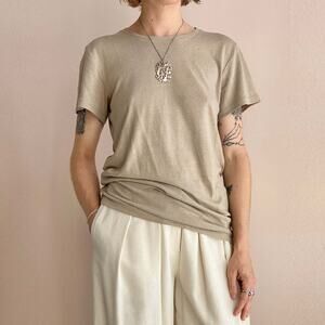 Baserange Wild Silk Tee Shirt Acacia Brown Size Small NWT Ahimsa Short Sleeve